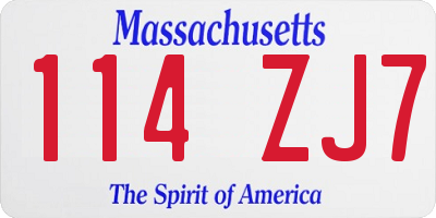 MA license plate 114ZJ7
