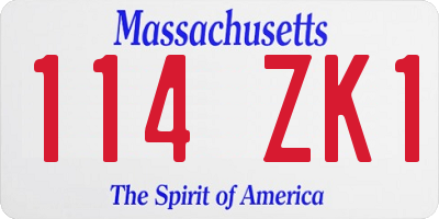 MA license plate 114ZK1