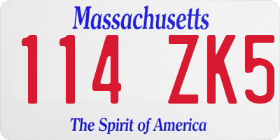 MA license plate 114ZK5