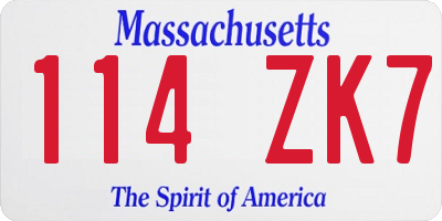MA license plate 114ZK7