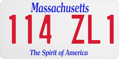 MA license plate 114ZL1
