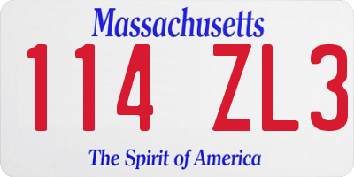 MA license plate 114ZL3