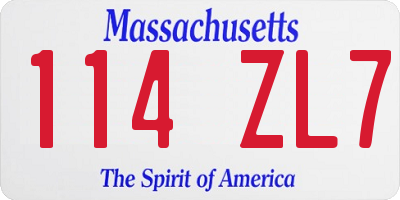 MA license plate 114ZL7