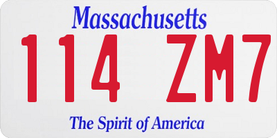 MA license plate 114ZM7