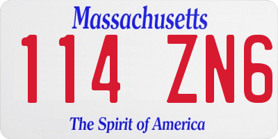MA license plate 114ZN6