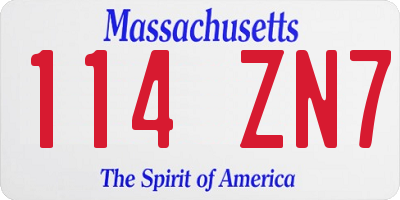 MA license plate 114ZN7