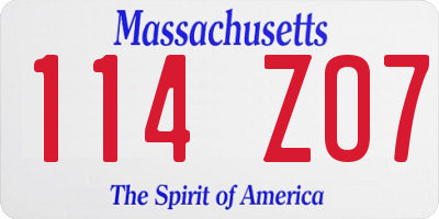 MA license plate 114ZO7
