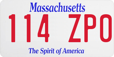 MA license plate 114ZP0