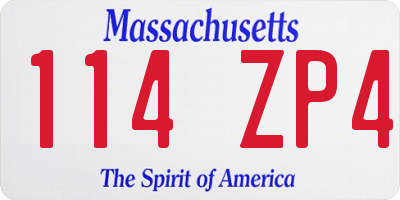 MA license plate 114ZP4