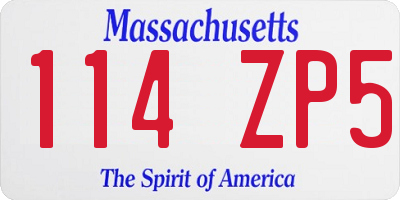 MA license plate 114ZP5