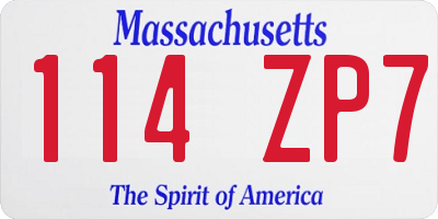 MA license plate 114ZP7