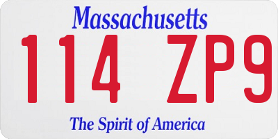 MA license plate 114ZP9