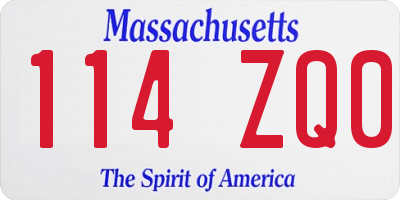 MA license plate 114ZQ0