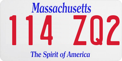 MA license plate 114ZQ2