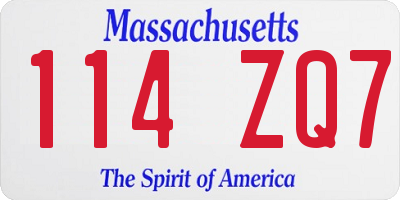 MA license plate 114ZQ7