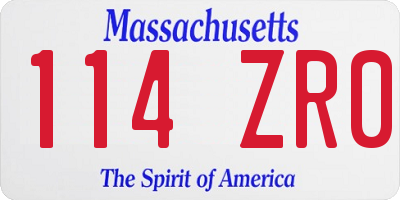 MA license plate 114ZR0