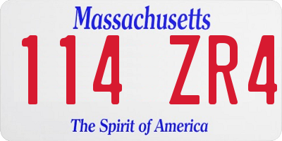 MA license plate 114ZR4
