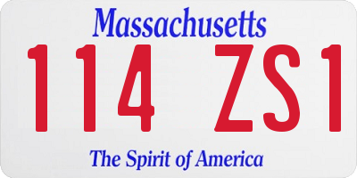 MA license plate 114ZS1