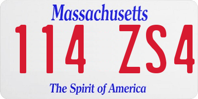 MA license plate 114ZS4