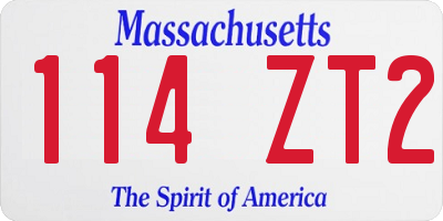 MA license plate 114ZT2