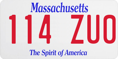MA license plate 114ZU0