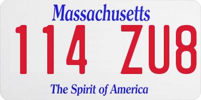 MA license plate 114ZU8