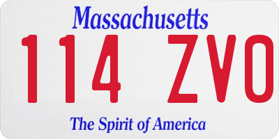 MA license plate 114ZV0
