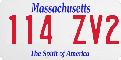 MA license plate 114ZV2