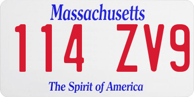 MA license plate 114ZV9