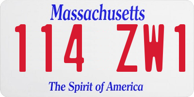 MA license plate 114ZW1