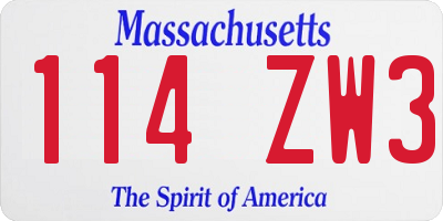 MA license plate 114ZW3