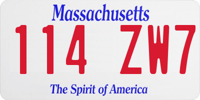 MA license plate 114ZW7