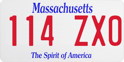 MA license plate 114ZX0