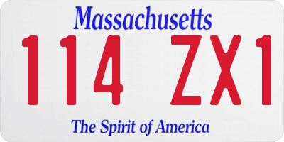 MA license plate 114ZX1