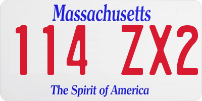 MA license plate 114ZX2
