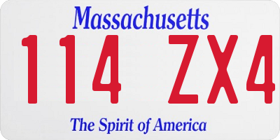 MA license plate 114ZX4