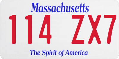 MA license plate 114ZX7