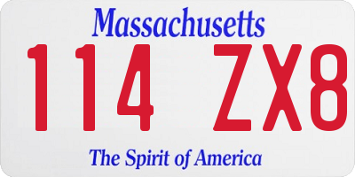 MA license plate 114ZX8