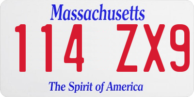 MA license plate 114ZX9