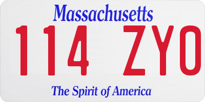MA license plate 114ZY0