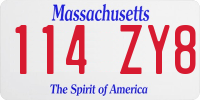 MA license plate 114ZY8