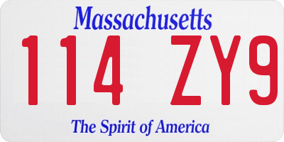 MA license plate 114ZY9