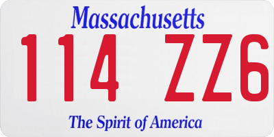 MA license plate 114ZZ6