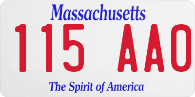 MA license plate 115AA0