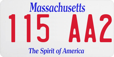 MA license plate 115AA2