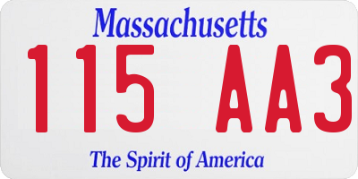 MA license plate 115AA3