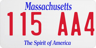 MA license plate 115AA4