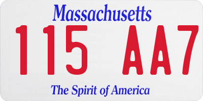 MA license plate 115AA7