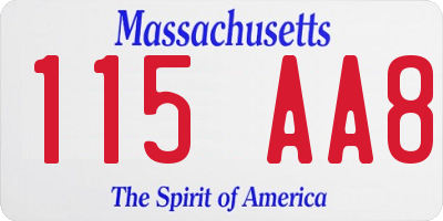 MA license plate 115AA8