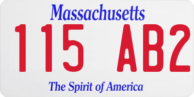 MA license plate 115AB2